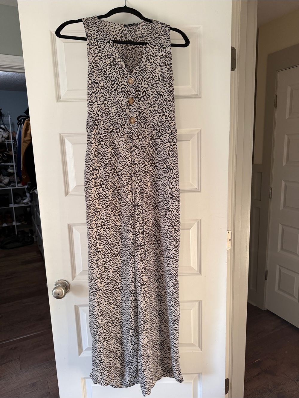 As U Wish Black and White Leopard Print Sleeveless Jumpsuit